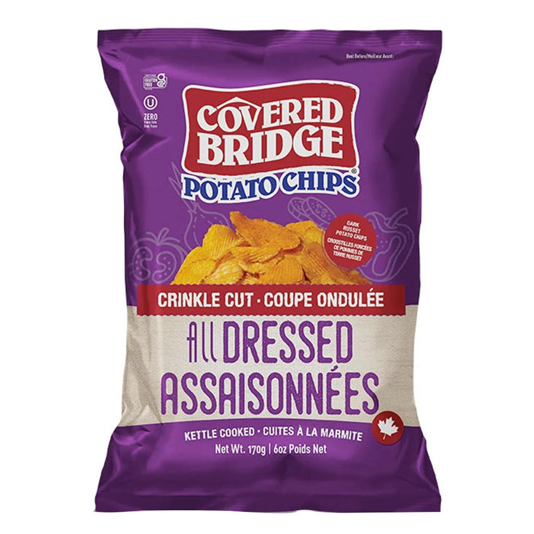 Covered Bridge All Dressed Crinkle Cut 170 g Chips Snaxies Montreal Quebec Canada