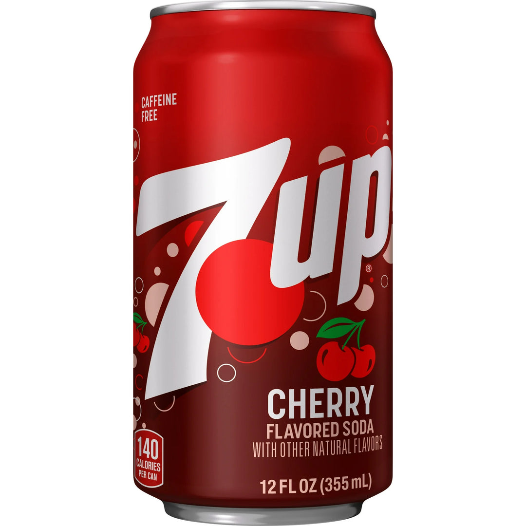 7UP Cherry Can 355 mL Exotic Drinks Snaxies Montreal Quebec Canada