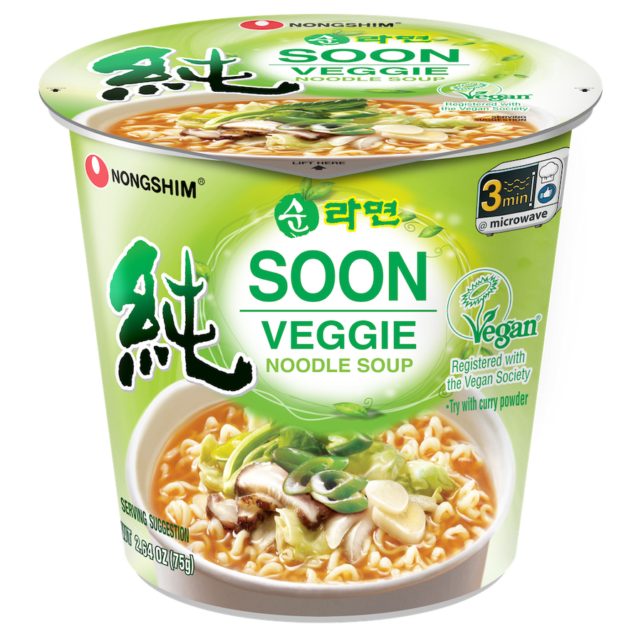 Nongshim Soon Veggie Vegan Noodle Cup 75 g Exotic Snacks Snaxies Montreal Quebec Canada