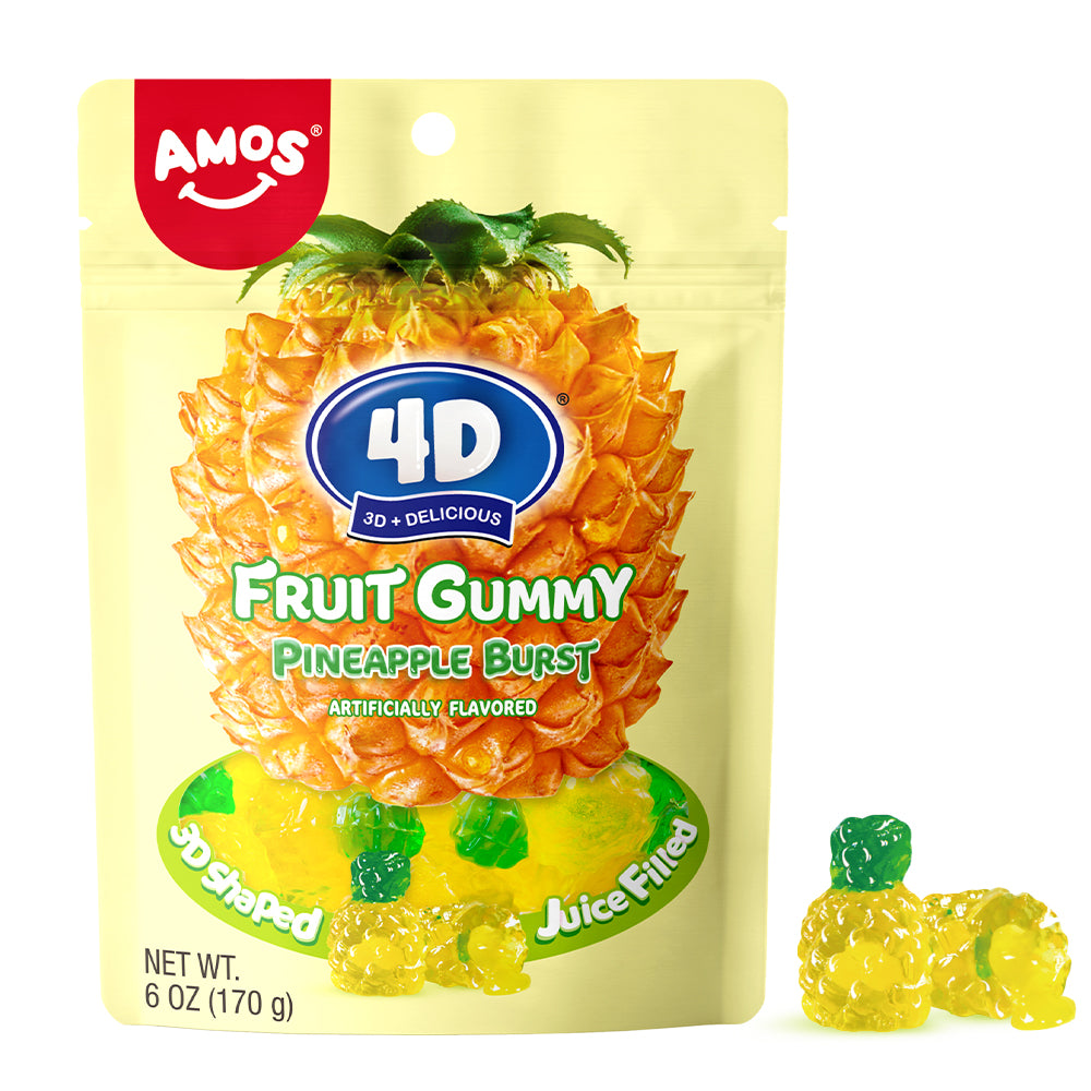 Amos 4D Pineapple Burst Fruit Gummy 170 g Exotic Candy Snaxies Montreal Quebec Canada