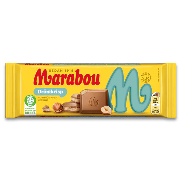 Marabou Drömkrisp Hazelnut Nougat Chocolate Bar 100 g Snaxies Exotic Snacks Montreal Quebec Canada