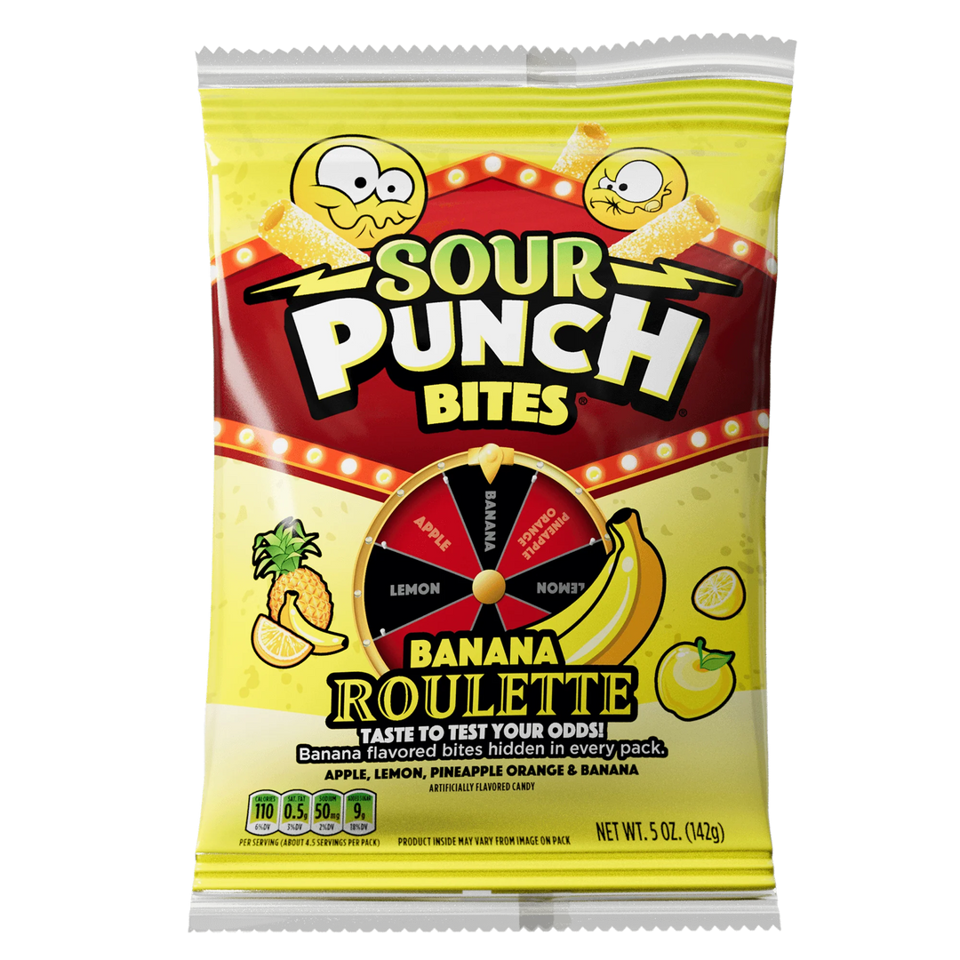 Sour Punch Bites Banana Roulette 142 g Exotic Candy Montreal Quebec Canada Snaxies
