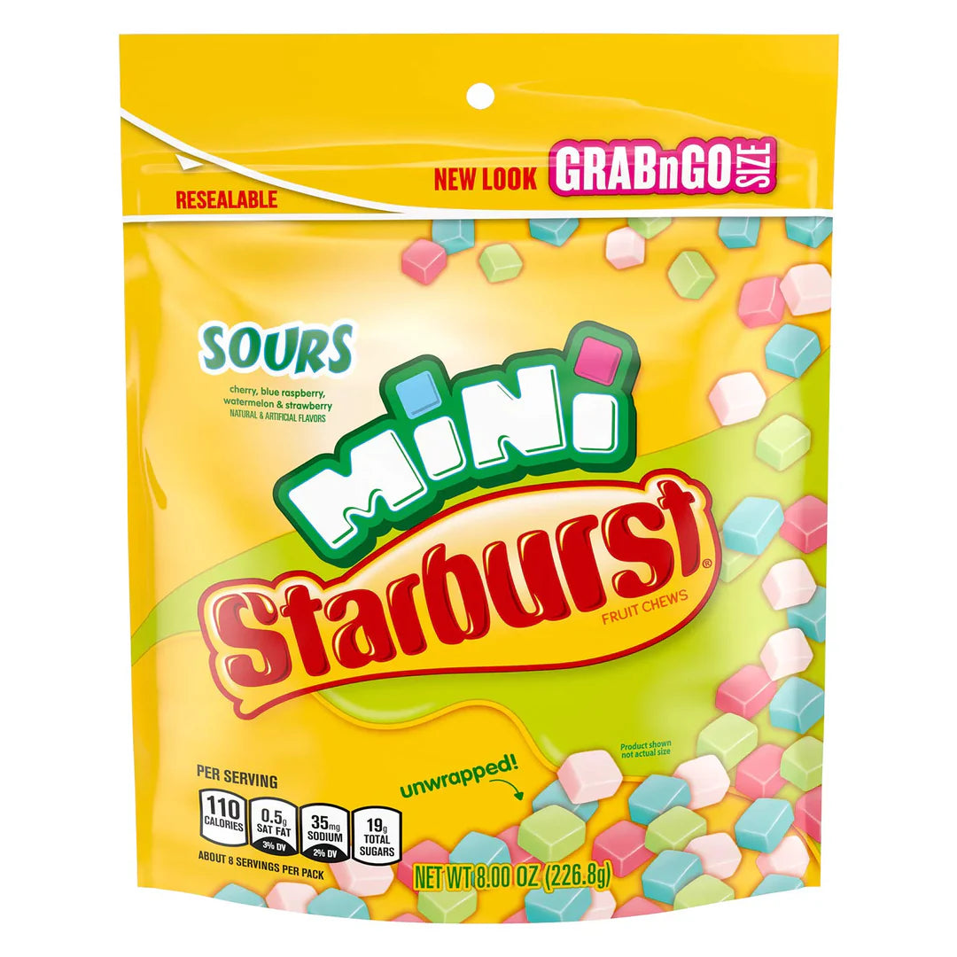 Starburst Sours Mini Pouch 226 g Exotic Snacks Snaxies Montreal Quebec Canada