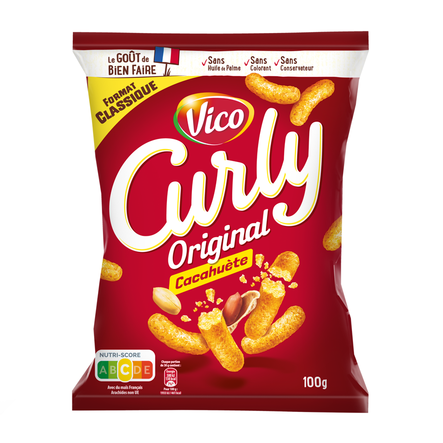 Vico Curly Peanut 100 g Exotic Chips Snaxies Montreal Quebec Canada
