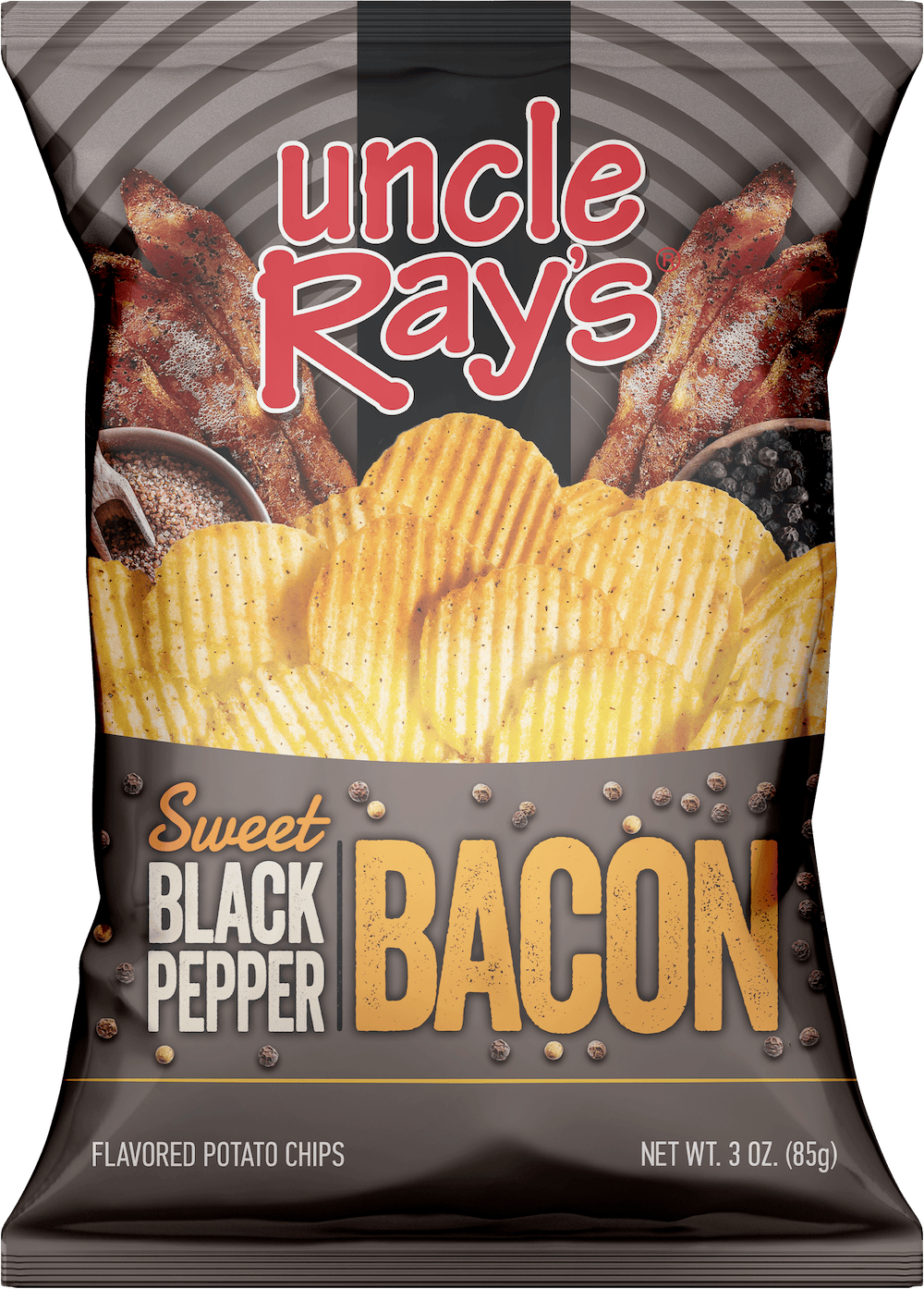Uncle Ray's Sweet Black Pepper Bacon Potato Chips 85 g Exotic Snacks Snaxies Montreal Quebec Canada