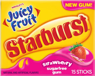 Juicy Fruit Strawberry Starburst Gum 40 g Snaxies Exotic Snacks Montreal Quebec Canada