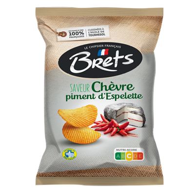 Brets Chips Goat Cheese and Espelette Pepper Flavour 125 g Exotic Chips Snaxies Montreal Quebec Canada