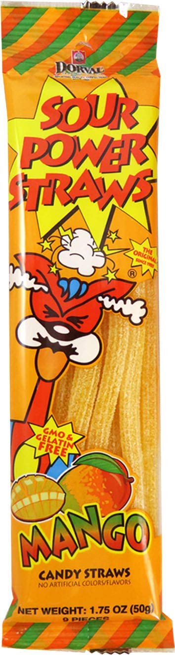 Sour Power Mango Candy Straws 50 g Snaxies Exotic Candy Montreal