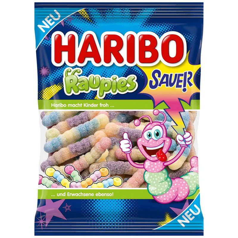 Haribo Caterpillars (Raupies) Sour 160 g Snaxies Exotic Candy Montreal