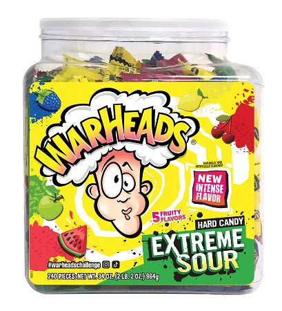 Warheads Extreme Sour Hard Candy Tub 964 g Exotic Snacks Snaxies Montreal Quebec Canada