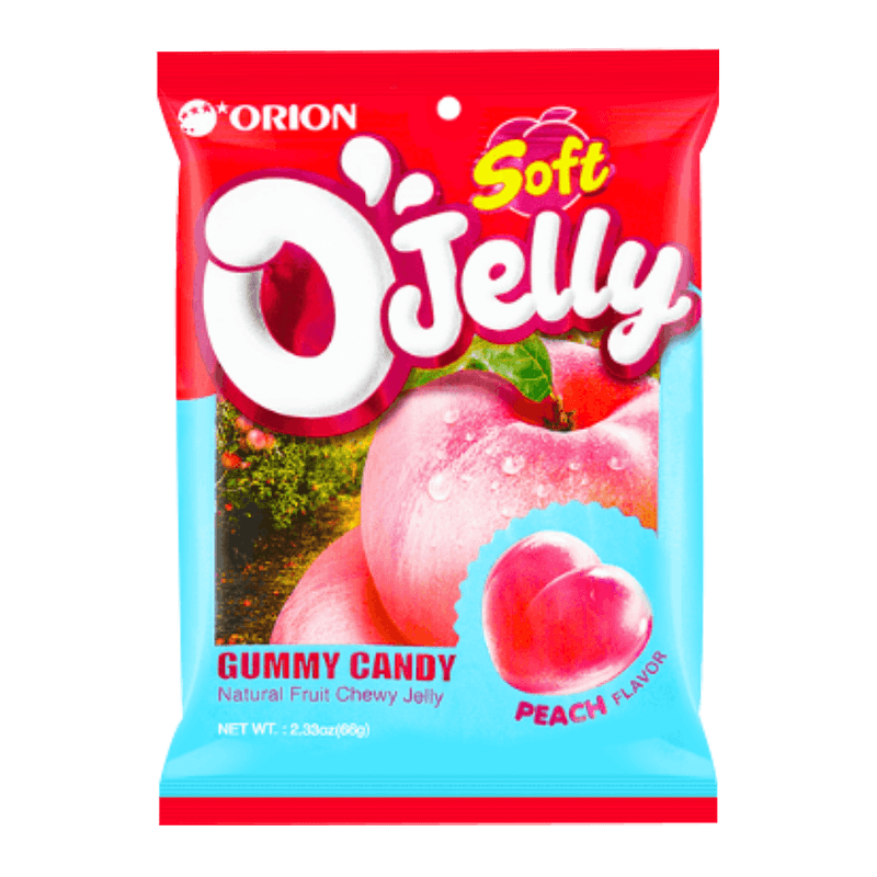 Orion O' Jelly Peach Gummy Candy 66 g Snaxies Exotic Candy Montreal Quebec Canada