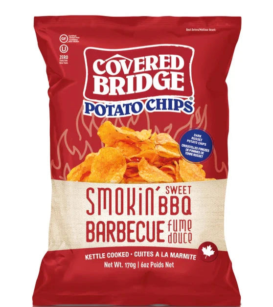 Covered Bridge Smokin' Sweet BBQ 170 g Chips Snaxies Montreal Quebec 