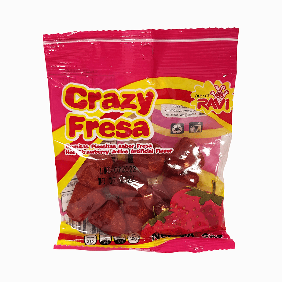 Ravi Crazy Fresa Jelly 56 g Exotic Candy Montreal Quebec Canada Snaxies