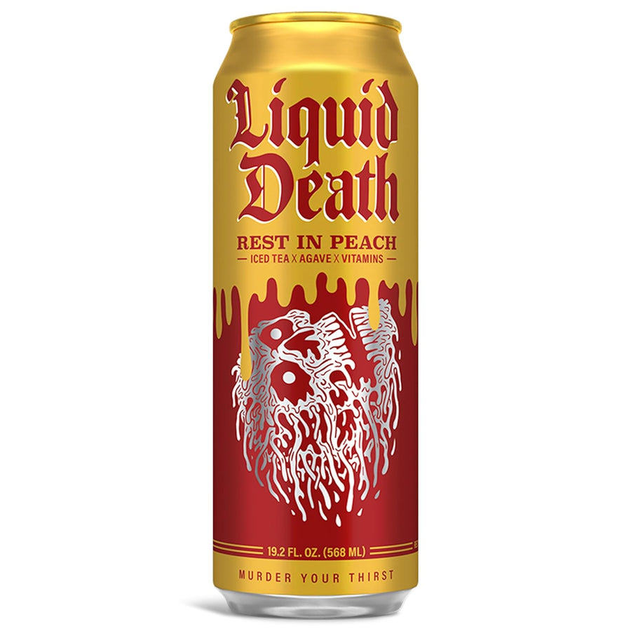 Liquid Death Rest in Peach 568 ml Snaxies Exotic Drinks Montreal Quebec Canada