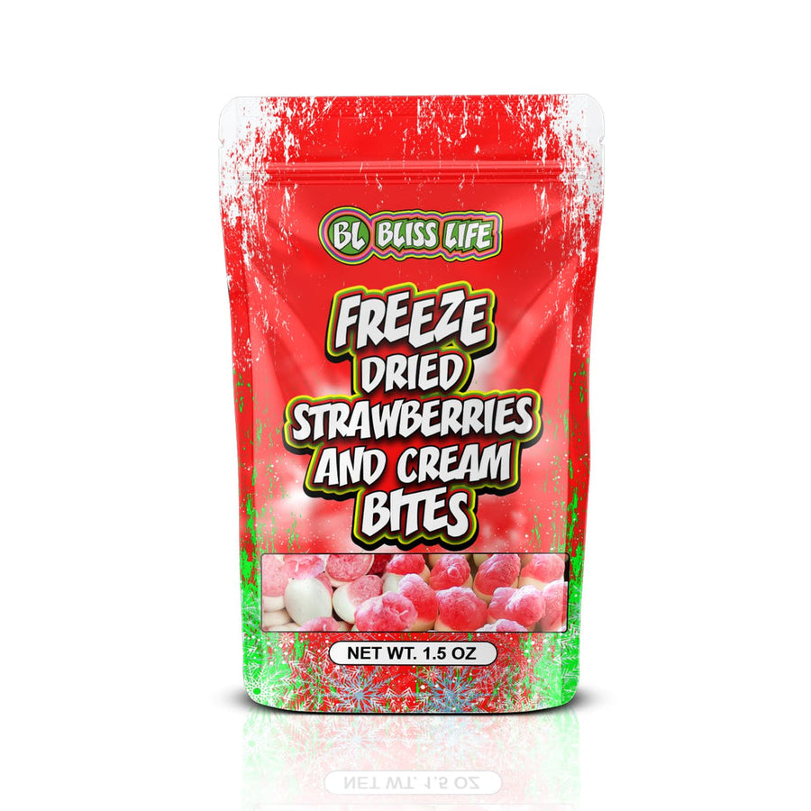 Bliss Life Freeze Dried Strawberries and Cream Bites 43 g  Exotic Candy Snaxies Montreal Quebec Canada