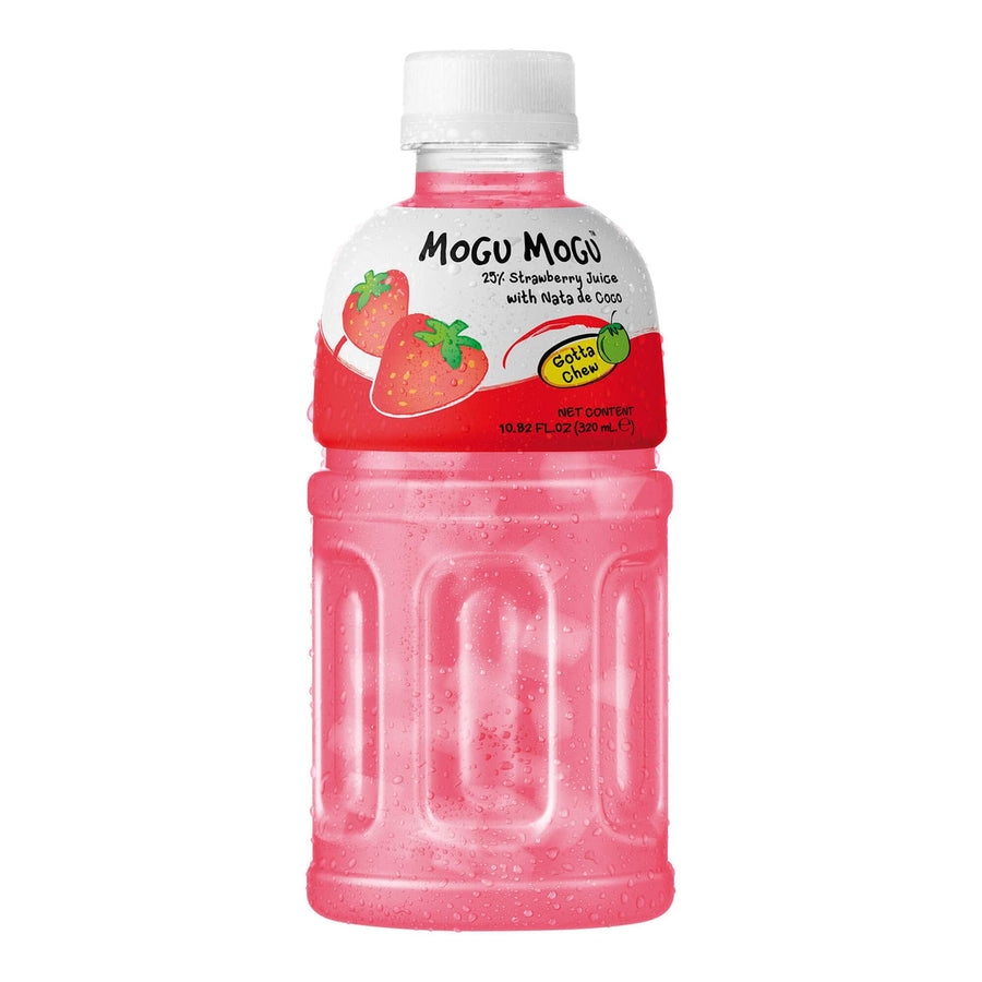 Mogu Mogu Strawberry Flavored Drink With Coconut Jelly 320 ml Snaxies Exotic Drinks Montreal Quebec Canada
