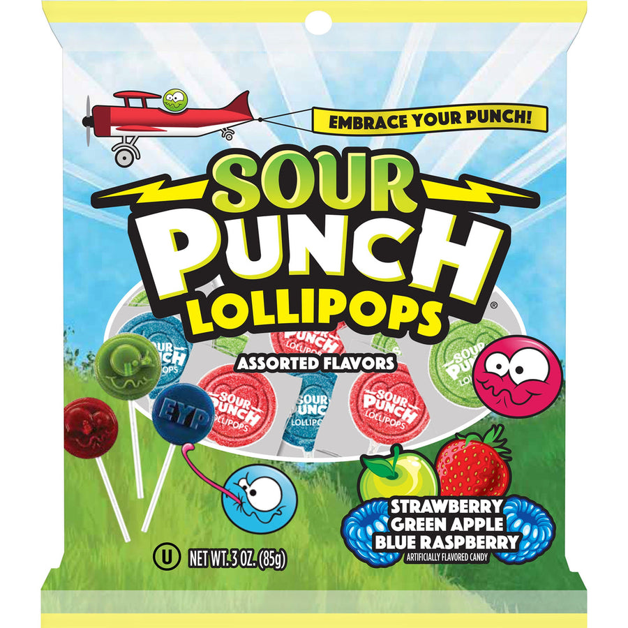 Adam & Brooks Sour Punch Lollipops 85 g Snaxies Exotic Snacks Montreal Quebec Canada