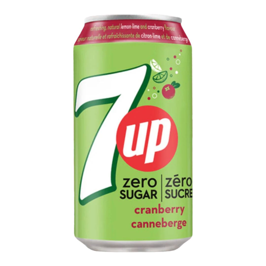 7UP Zero Cranberry 355 mL Exotic Drinks Montreal Quebec Canada Snaxies