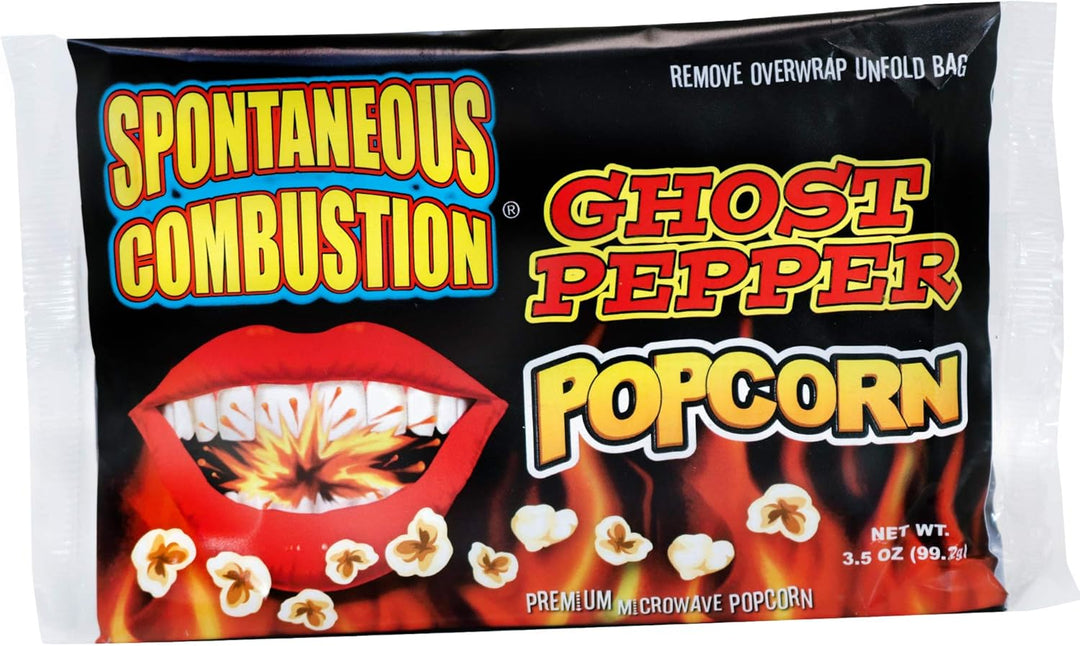 Spontaneous Combustion Ghost Pepper Popcorn 99.2 g Exotic Snack Snaxies Montreal Quebec Canada