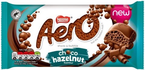 Aero Choco-Hazelnut Sharing Bar 90 g Exotic Chocolate Snaxies Montreal Quebec Canada