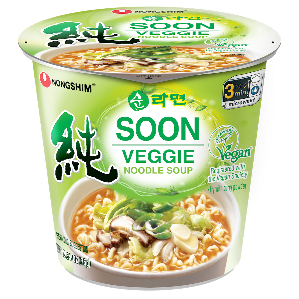 Nongshim Soon Veggie Vegan Noodle Cup 75 g Exotic Snacks Snaxies Montreal Quebec Canada