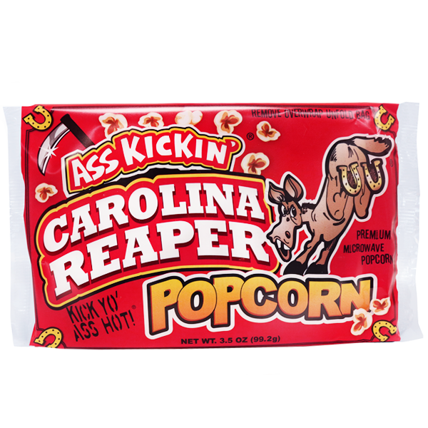 Ass Kickin’ Carolina Reaper Pepper Popcorn 99.2 g  Exotic Snack Snaxies Montreal Quebec Canada