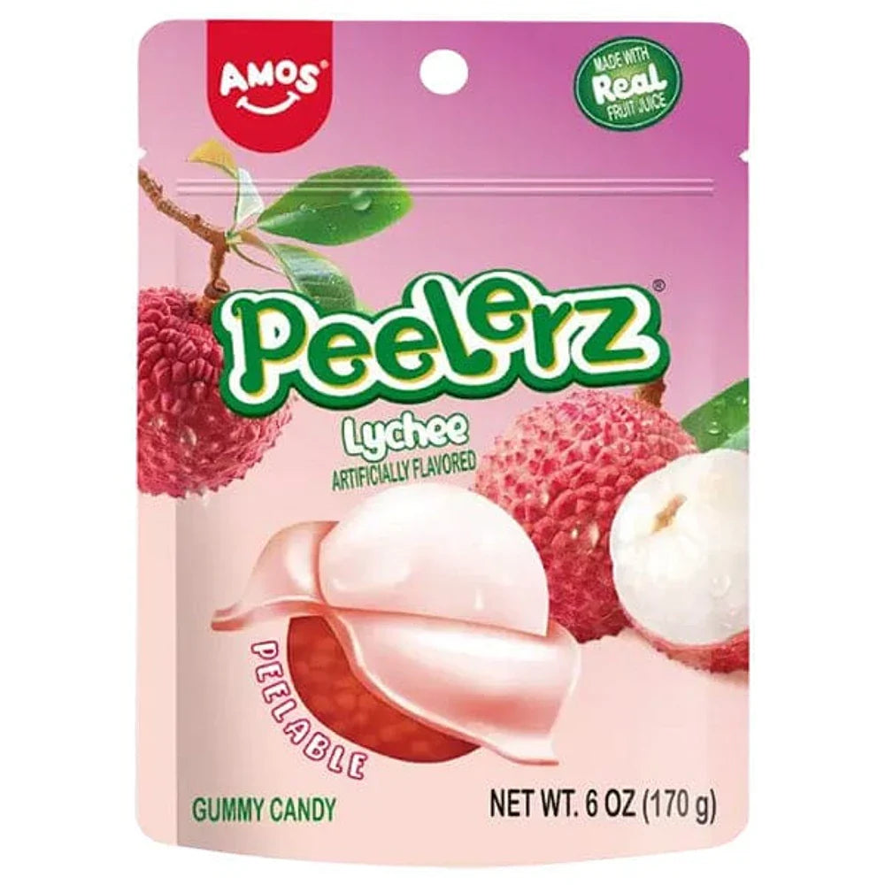 Amos Peelerz Gummy Lychee 170 g Exotic Candy Montreal Quebec Canada Snaxies