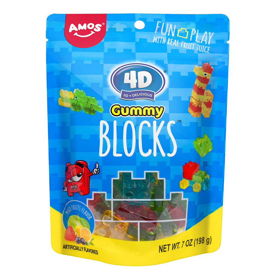 Amos 4D Gummy Blocks 198 g Exotic Candy Snaxies Montreal Quebec Canada
