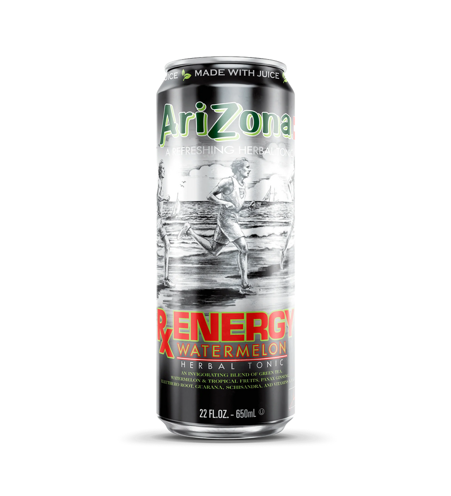 Arizona Rx Energy Watermelon Herbal Tea 650 mL Exotic Drinks Snaxies Montreal Quebec Canada 