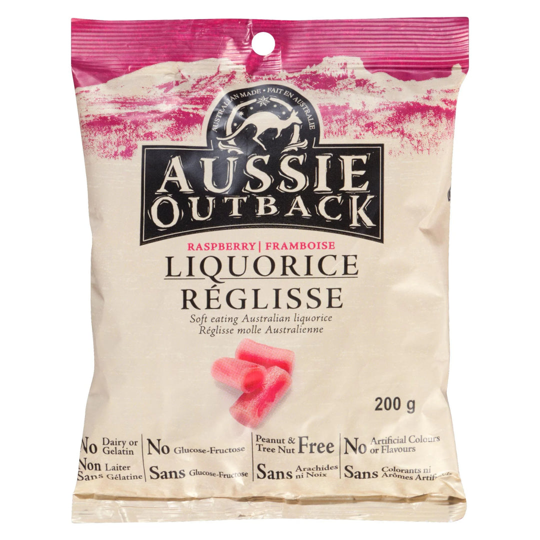 Aussie Outback Raspberry Liquorice 200g Montreal Quebec Canada Snaxies