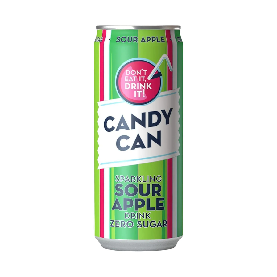 Candy Can Sour Apple Drink 330 ml Snaxies Exotic Snacks Montreal Quebec Canada
