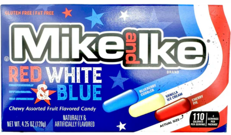 Mike & Ike Mega Red White & Blue 120 g Exotic Snacks Snaxies Montreal Quebec Canada