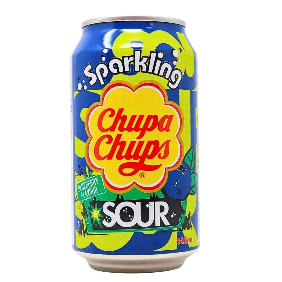 Chupa Chups SOUR Sparkling Blueberry 345 mL Snaxies Exotic Snacks Montreal Quebec Canada