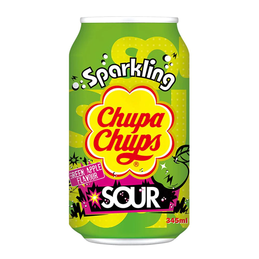 Chupa Chups SOUR Sparkling Green Apple 345 ml Snaxies Exotic Snacks Montreal Quebec Canada