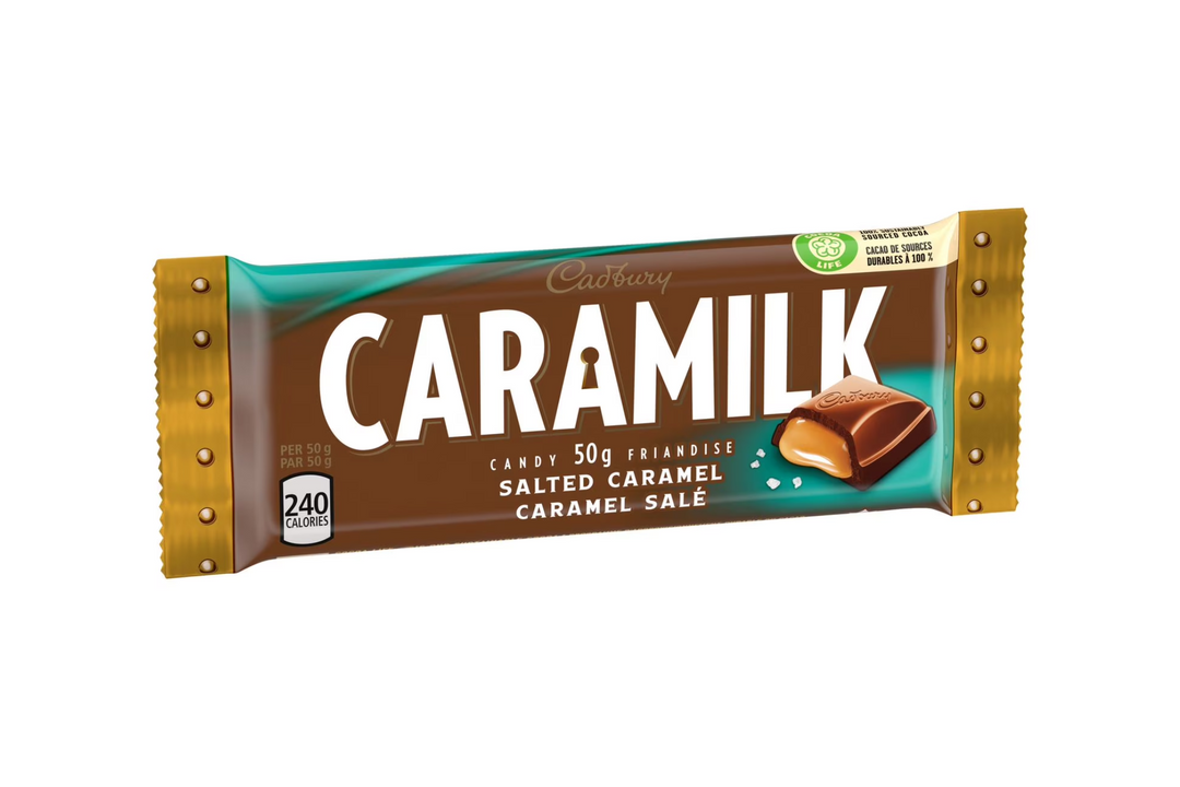 Cadbury Caramilk Salted Caramel Chocolate Bar 50 g Snacks Snaxies Montreal Quebec Canada 