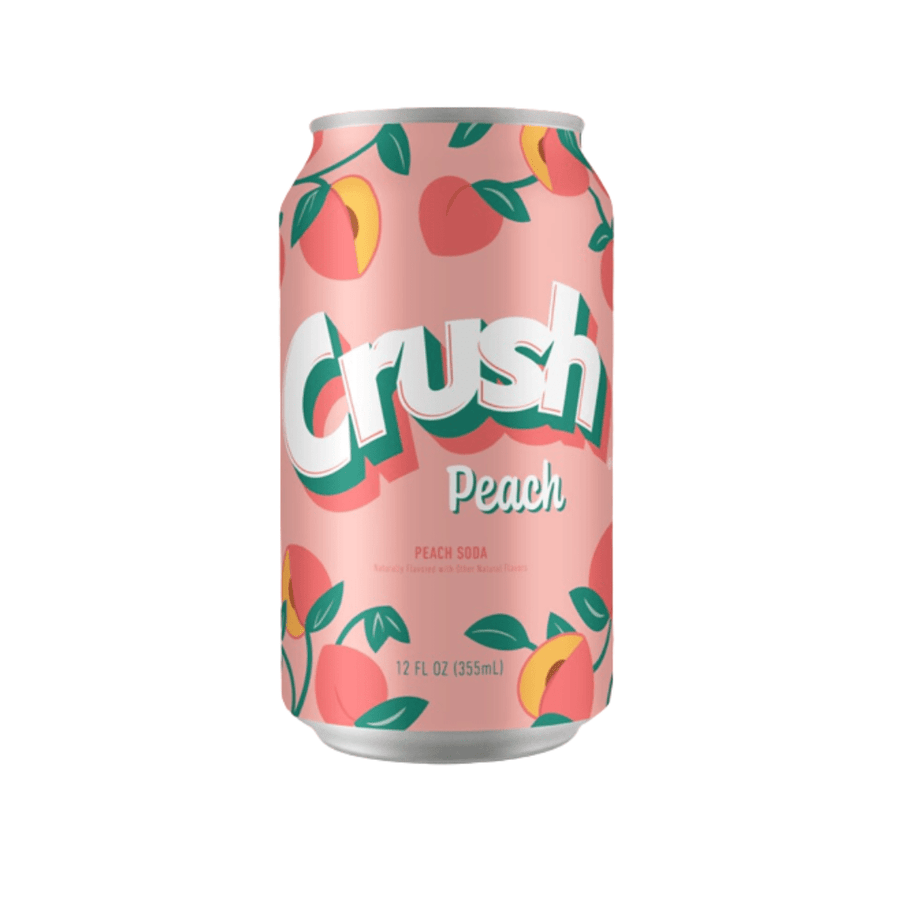 Crush Peach Can 355 ml Snaxies Exotic Soda Montreal Quebec Canada