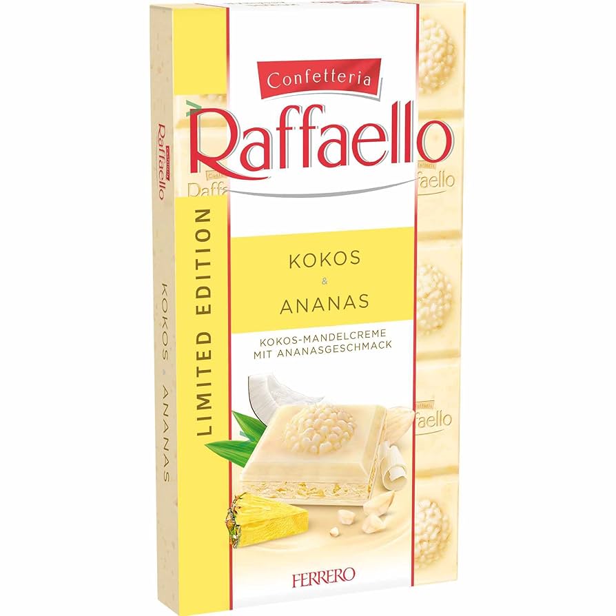 Ferrero Raffaello Coconut & Pineapple Chocolate Bar 90 g Exotic Chocolate Montreal Quebec Canada Snaxies