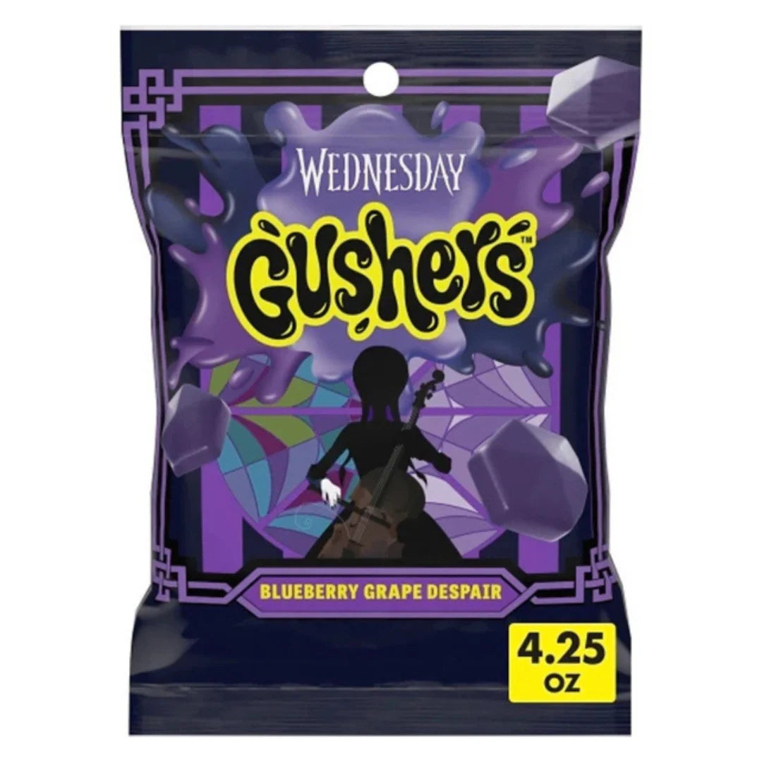 Fruit Gushers Wednesday Adamms Blueberry Grape Despair 120 g Exotic Candy Montreal Quebec Canada Snaxies 