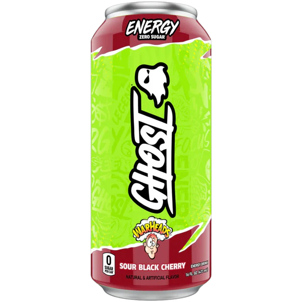 Ghost Energy Warheads Sour Black Cherry 473 mL Imported Exotic Energy Drinks Montreal Quebec Canada Snaxies