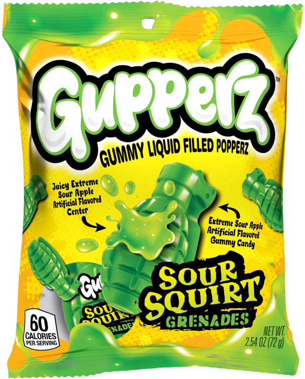 Gupperz Sour Squirt Grenade 72 g Exotic Candy Snaxies Montreal Quebec Canada