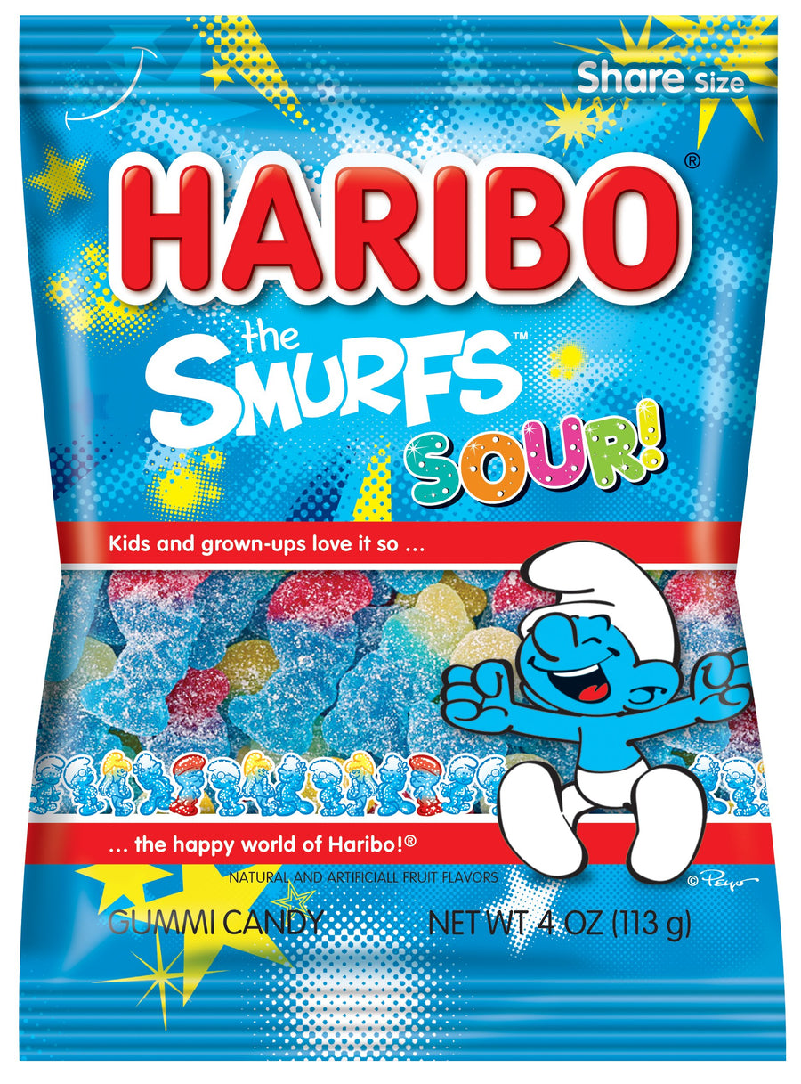Haribo The Smurfs Sour 113 g Imported Exotic Candy Montreal Quebec Canada Snaxies