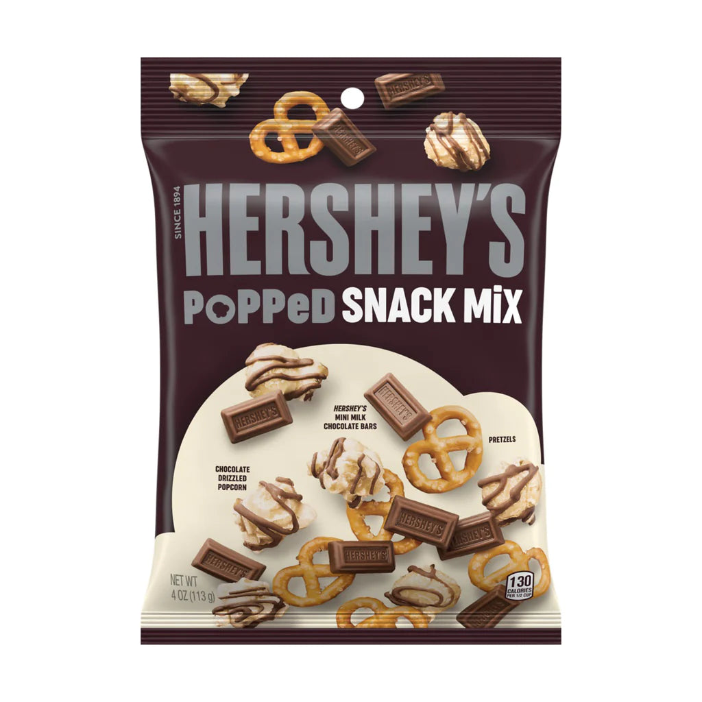 Hershey's Popped Milk Chocolate Snack Mix 113 g Snaxies Exotic Snacks Montreal Quebec Canada