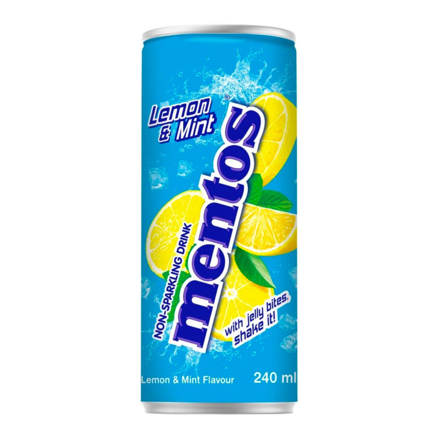 Mentos Lemon & Mint Soda 240 mL Snaxies  Exotic Drinks Montreal Quebec Canada