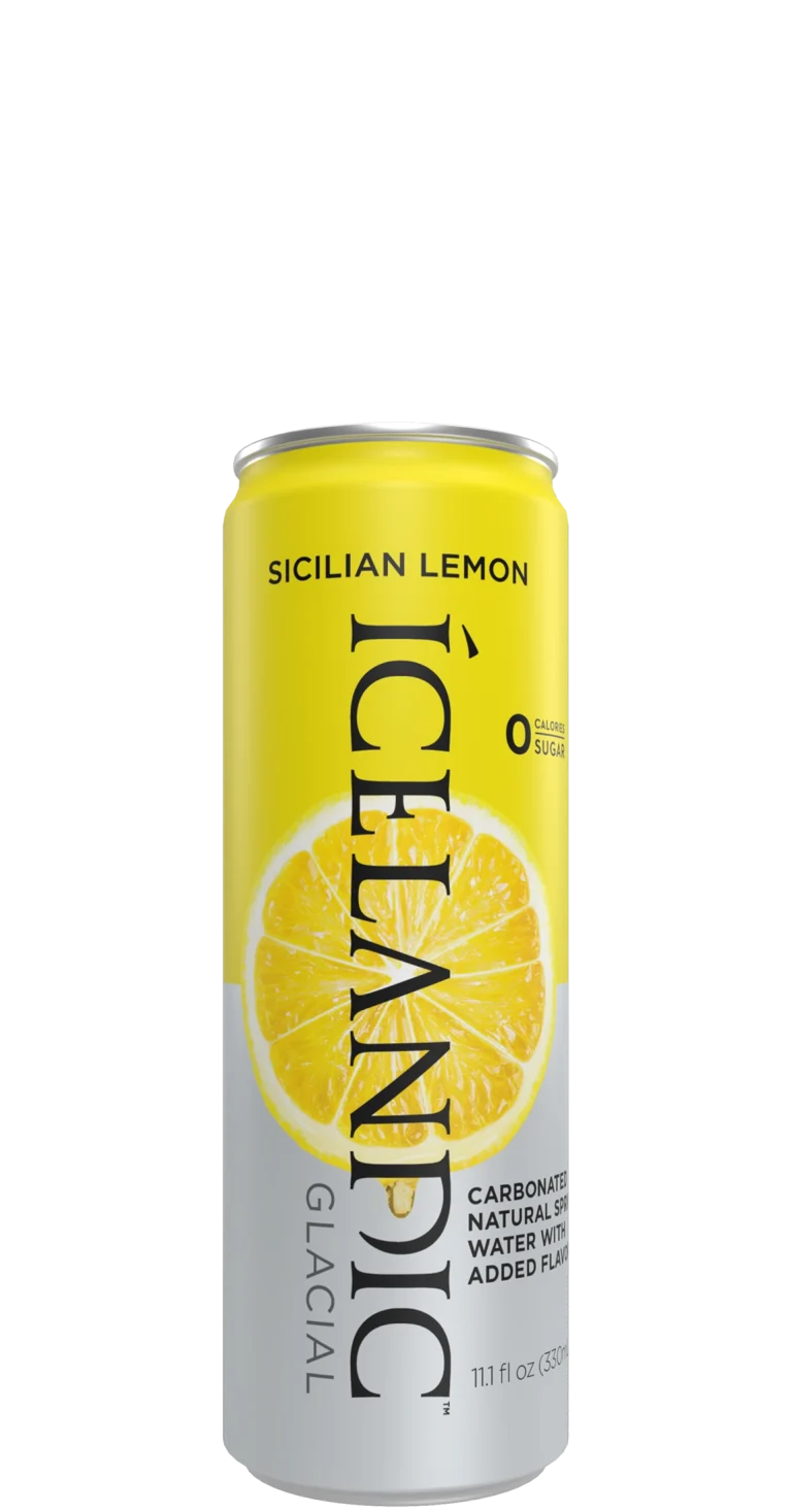 Icelandic Glacial Sicilian Lemon Carbonated Water Can 330 ml Snaxies Exotic Drink Montreal Quebec Canada