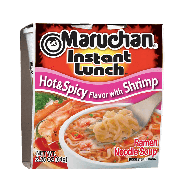 Maruchan Ramen Noodle Soup Cup Hot & Spicy Shrimp Flavour 64 g Exotic Snacks Montreal Quebec Canada Snaxies