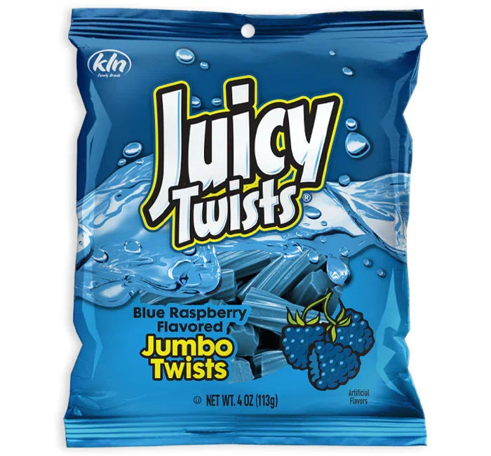 Juicy Twists Blue Raspberry Flavour 113 g Exotic Candy Montreal Quebec Canada Snaxies