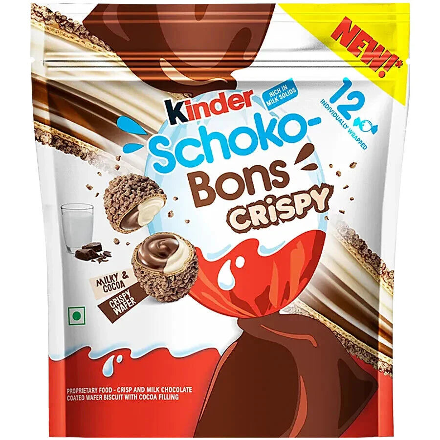 Kinder Schoko-Bons Crispy 67.2 g Exotic Chocolate Snaxies Montreal Quebec Canada