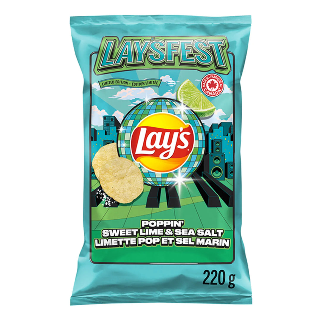 Lay's Fest Poppin' Sweet Lime & Sea Salt 220 g Exotic Snack Store Montreal Quebec Canada Snaxies