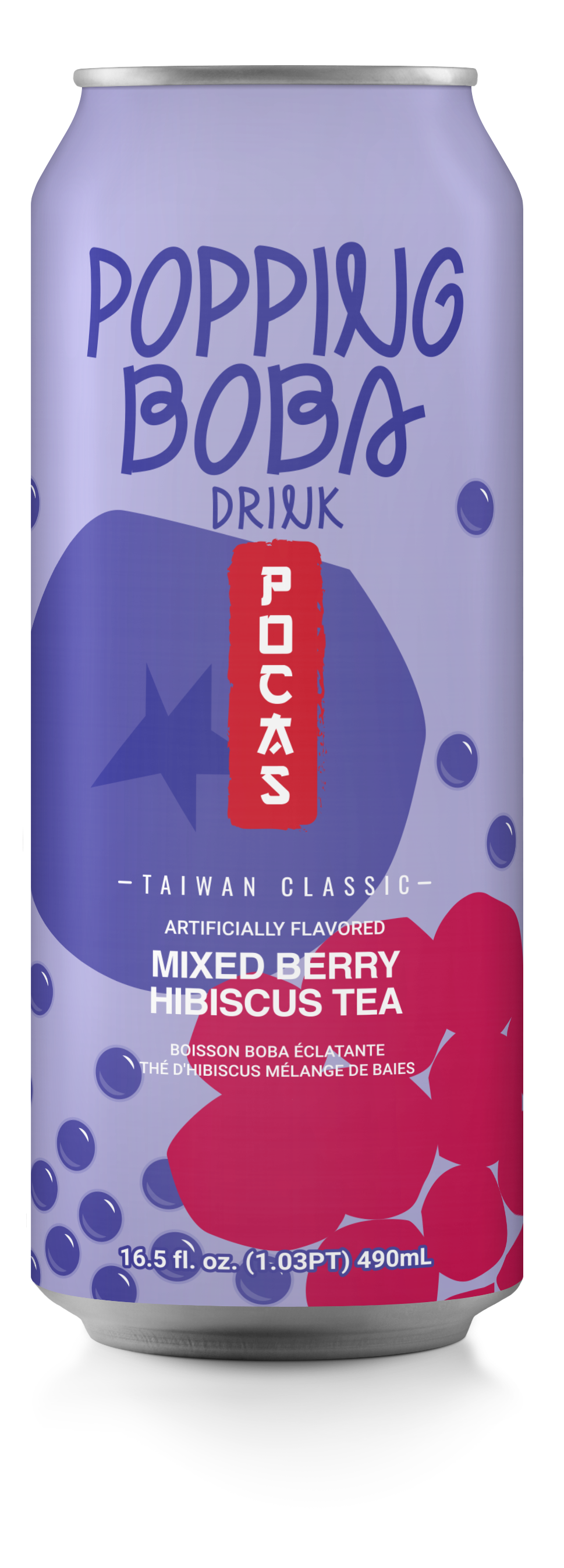 Pocas Popping Boba Mixed Berry Hibiscus Tea 490 ml Snaxies Exotic Drink Montreal Quebec Canada