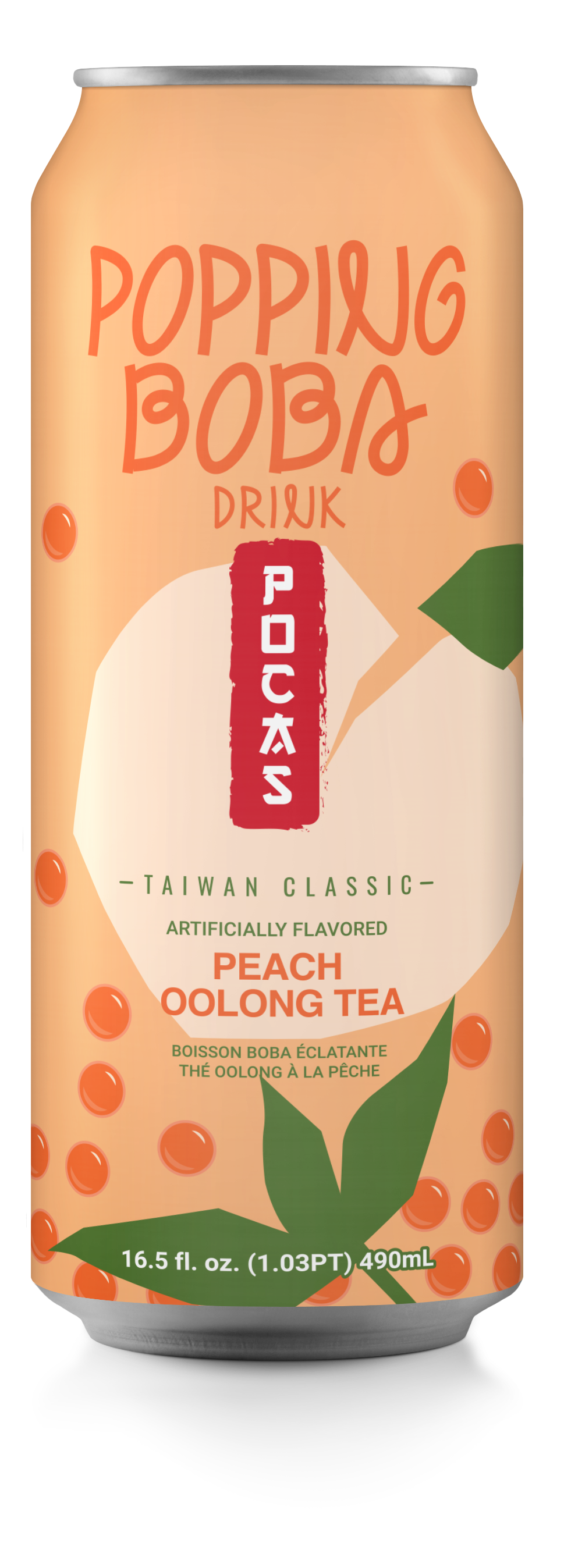 Pocas Popping Boba Peach Oolong Tea 490 ml Snaxies Exotic Drink Montreal Quebec Canada